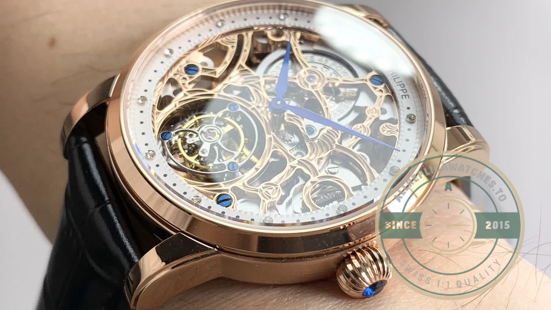 Swiss Clone Patek Philippe 5104P Rose Gold Skeleton Tourbillon - Swiss Movement Replica Watch