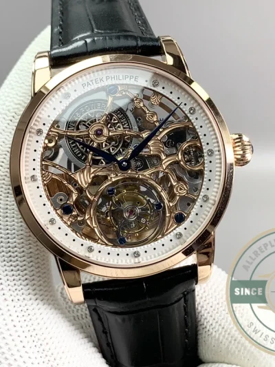 Swiss Clone Patek Philippe 5104P Rose Gold Skeleton Tourbillon - Luxury Replica Watch
