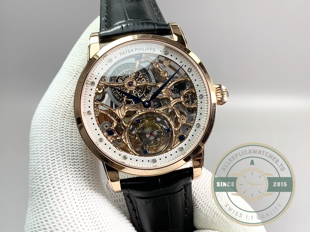 Swiss Clone Patek Philippe 5104P Rose Gold Skeleton Tourbillon - Luxury Replica Watch