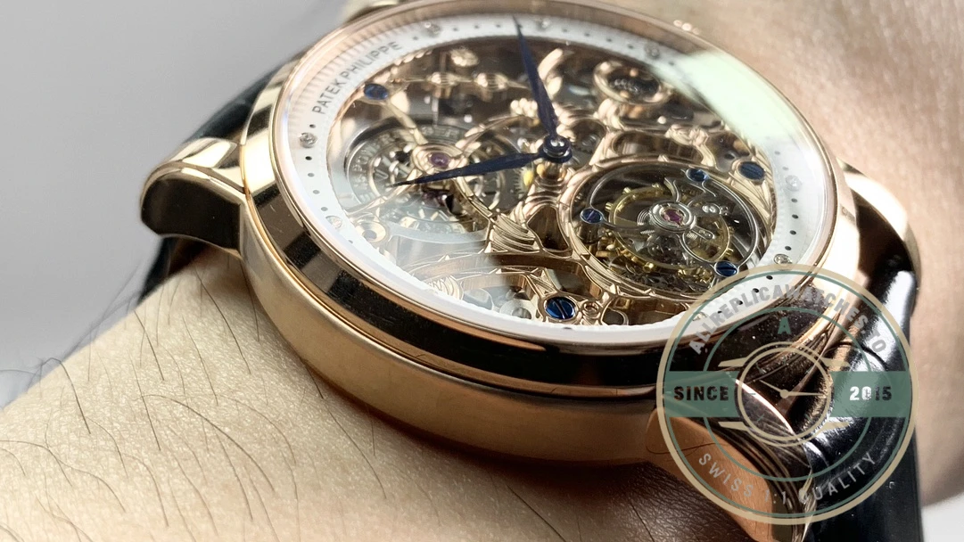 Swiss Clone Patek Philippe 5104P Rose Gold Skeleton Tourbillon - Factory Super Clone Watch