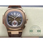 Swiss Clone Patek Philippe Nautilus 5980-2R Leather Strap 40.5mm Brown Dial - Luxury Replica Watch