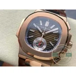 Swiss Clone Patek Philippe Nautilus 5980-2R Leather Strap 40.5mm Brown Dial - Best Quality Replica Watch