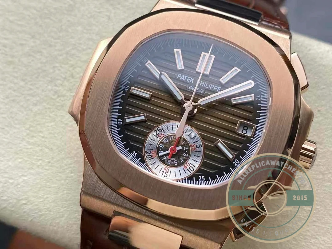 Swiss Clone Patek Philippe Nautilus 5980-2R Leather Strap 40.5mm Brown Dial - Best Quality Replica Watch