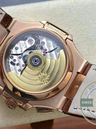 Swiss Clone Patek Philippe Nautilus 5980-2R Leather Strap 40.5mm Brown Dial - Best Quality Replica Watch