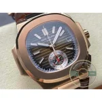 Swiss Clone Patek Philippe Nautilus 5980-2R Leather Strap 40.5mm Brown Dial - Swiss-Made Clone Watch