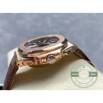 Swiss Clone Patek Philippe Nautilus 5980-2R Leather Strap 40.5mm Brown Dial - Top-Tier Swiss Replica Watch