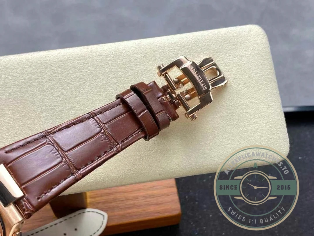 Swiss Clone Patek Philippe Nautilus 5980-2R Leather Strap 40.5mm Brown Dial - Best Quality Replica Watch