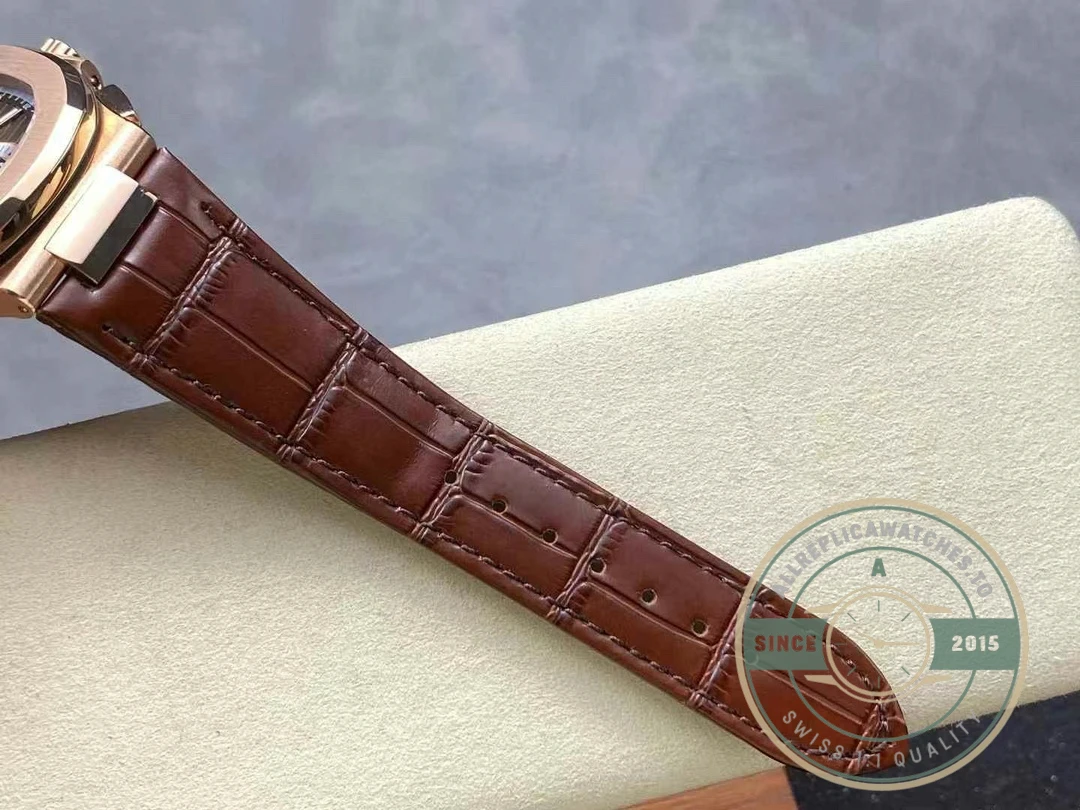 Swiss Clone Patek Philippe Nautilus 5980-2R Leather Strap 40.5mm Brown Dial - Top-Tier Swiss Replica Watch