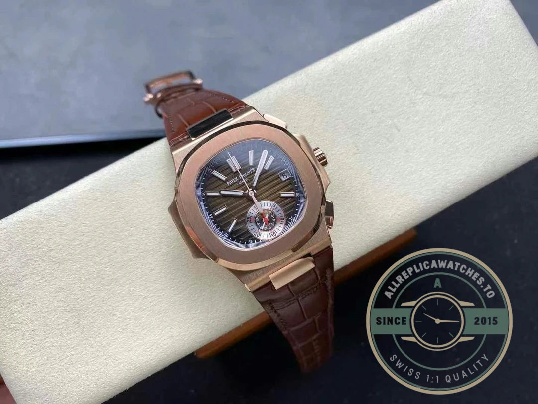 Swiss Clone Patek Philippe Nautilus 5980-2R Leather Strap 40.5mm Brown Dial - Affordable Luxury Replica Timepiece