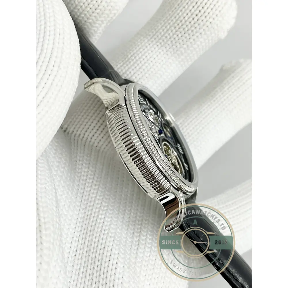 Swiss Clone Patek Tourbillon 42mm Skeletonized Dial White Gold - Affordable Luxury Replica Timepiece