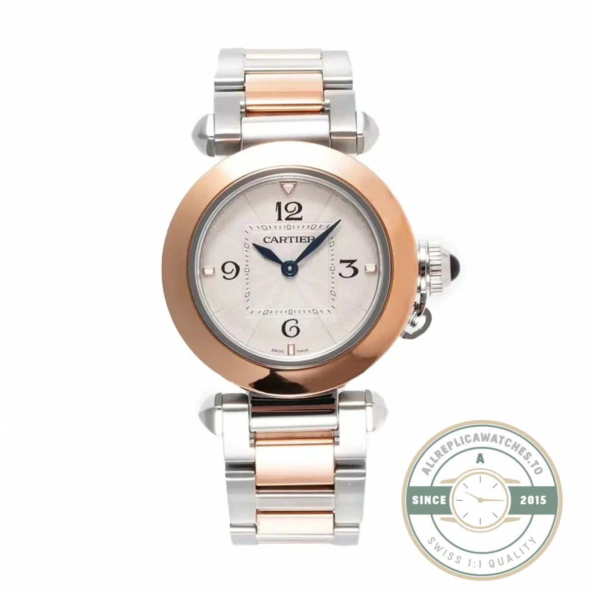 Swiss Replica Pasha de Cartier 30mm Silver Rose Gold W2PA0007 - Premium Super Clone Watch