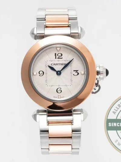 Swiss Replica Pasha de Cartier 30mm Silver Rose Gold W2PA0007 - 1:1 Swiss Replica Watch