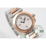Swiss Replica Pasha de Cartier 30mm Silver Rose Gold W2PA0007 - Top-Tier Swiss Replica Watch