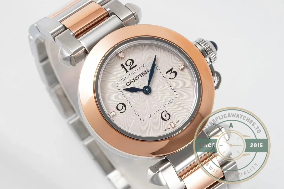Swiss Replica Pasha de Cartier 30mm Silver Rose Gold W2PA0007 - Top-Tier Swiss Replica Watch