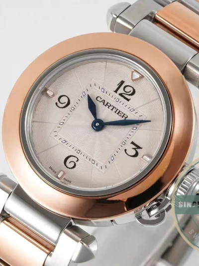Swiss Replica Pasha de Cartier 30mm Silver Rose Gold W2PA0007 - Budget Luxury Replica Watch