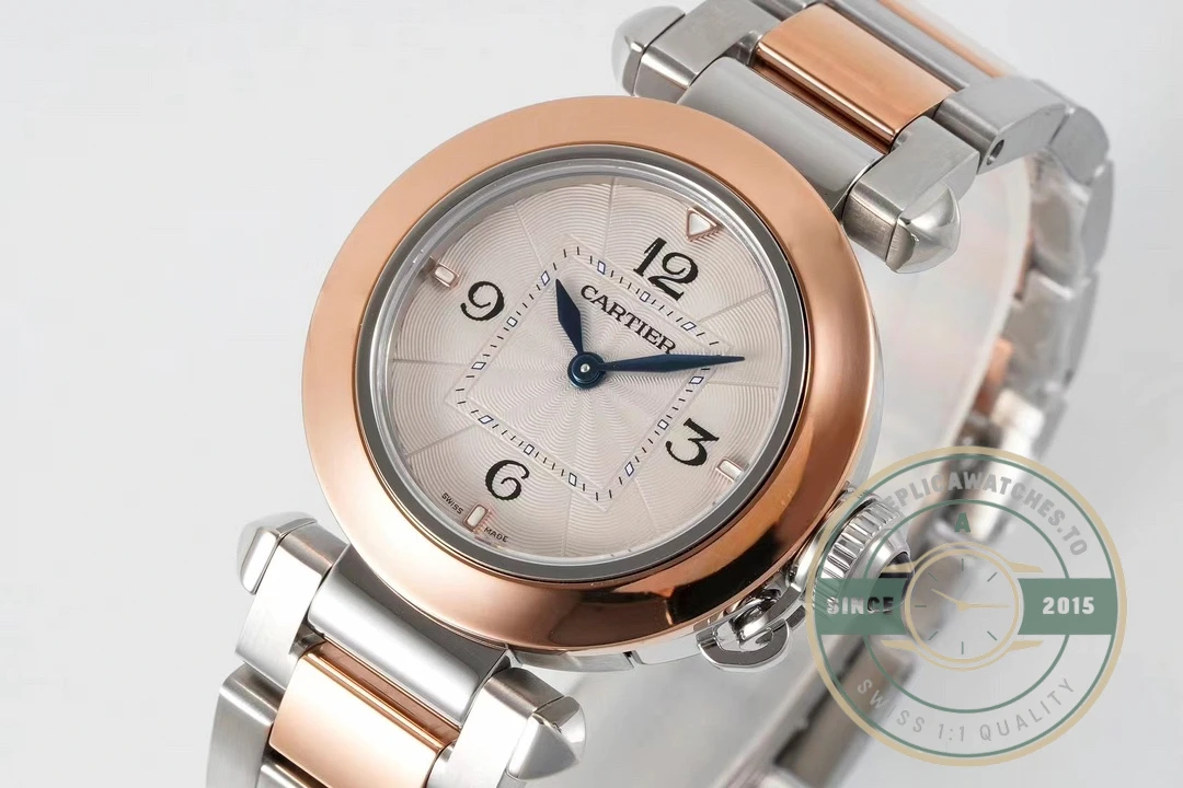Swiss Replica Pasha de Cartier 30mm Silver Rose Gold W2PA0007 - Budget Luxury Replica Watch