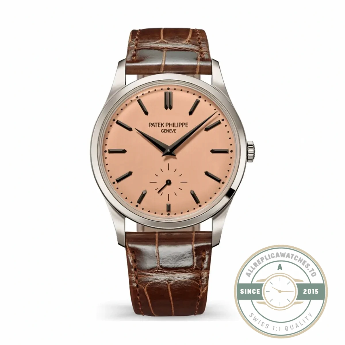 Swiss Replica Patek Philippe Calatrava 6196P-001 38mm Salmon Dial - Budget Luxury Replica Watch