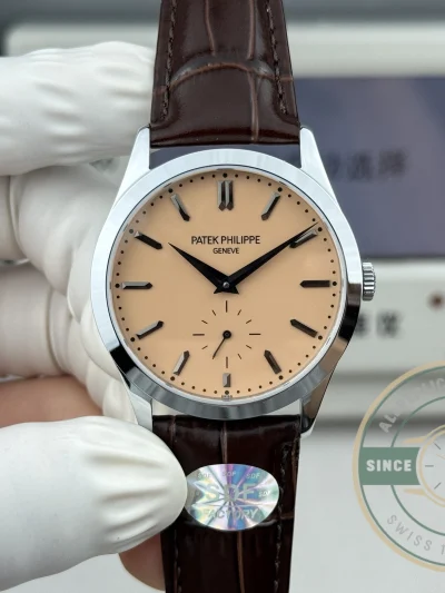 Swiss Replica Patek Philippe Calatrava 6196P-001 38mm Salmon Dial - Budget Luxury Replica Watch