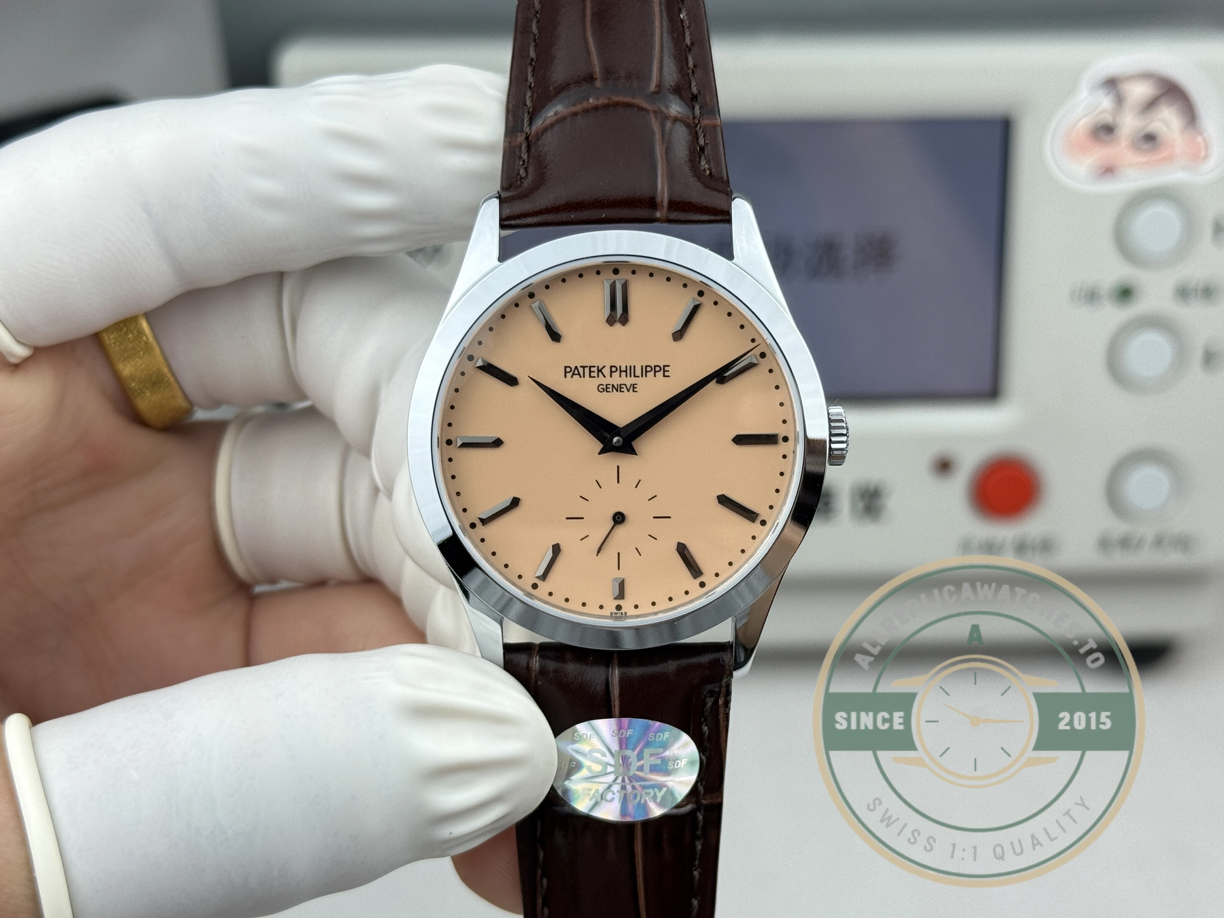Swiss Replica Patek Philippe Calatrava 6196P-001 38mm Salmon Dial - Budget Luxury Replica Watch