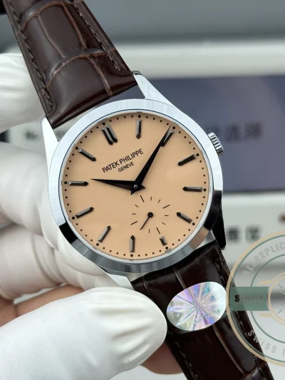 Swiss Replica Patek Philippe Calatrava 6196P-001 38mm Salmon Dial - Best Quality Replica Watch