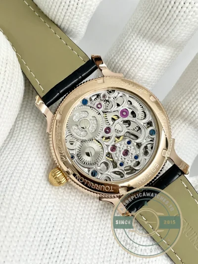 Swiss Replica Patek Tourbillon 42mm skeletonized dial, Rose Gold - Top-Tier Swiss Replica Watch