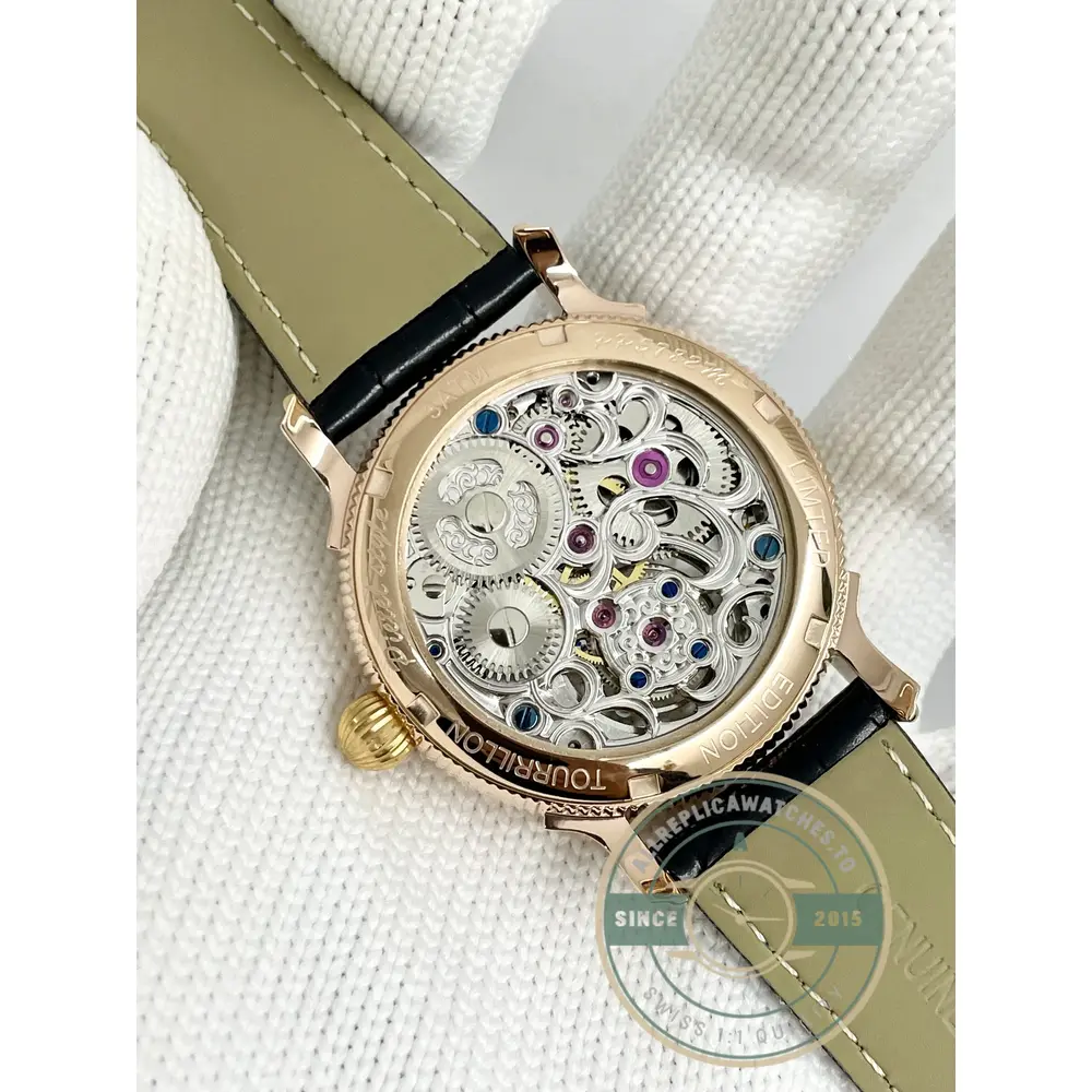 Swiss Replica Patek Tourbillon 42mm skeletonized dial, Rose Gold - Top-Tier Swiss Replica Watch
