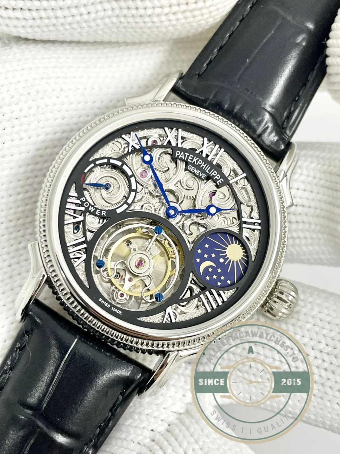 Swiss Replica Patek Tourbillon 42mm skeletonized dial, Rose Gold - Budget Luxury Replica Watch