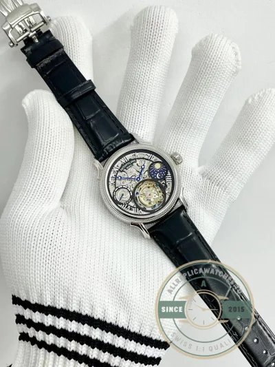 Swiss Replica Patek Tourbillon 42mm skeletonized dial, Rose Gold - Affordable Super Clone Watch