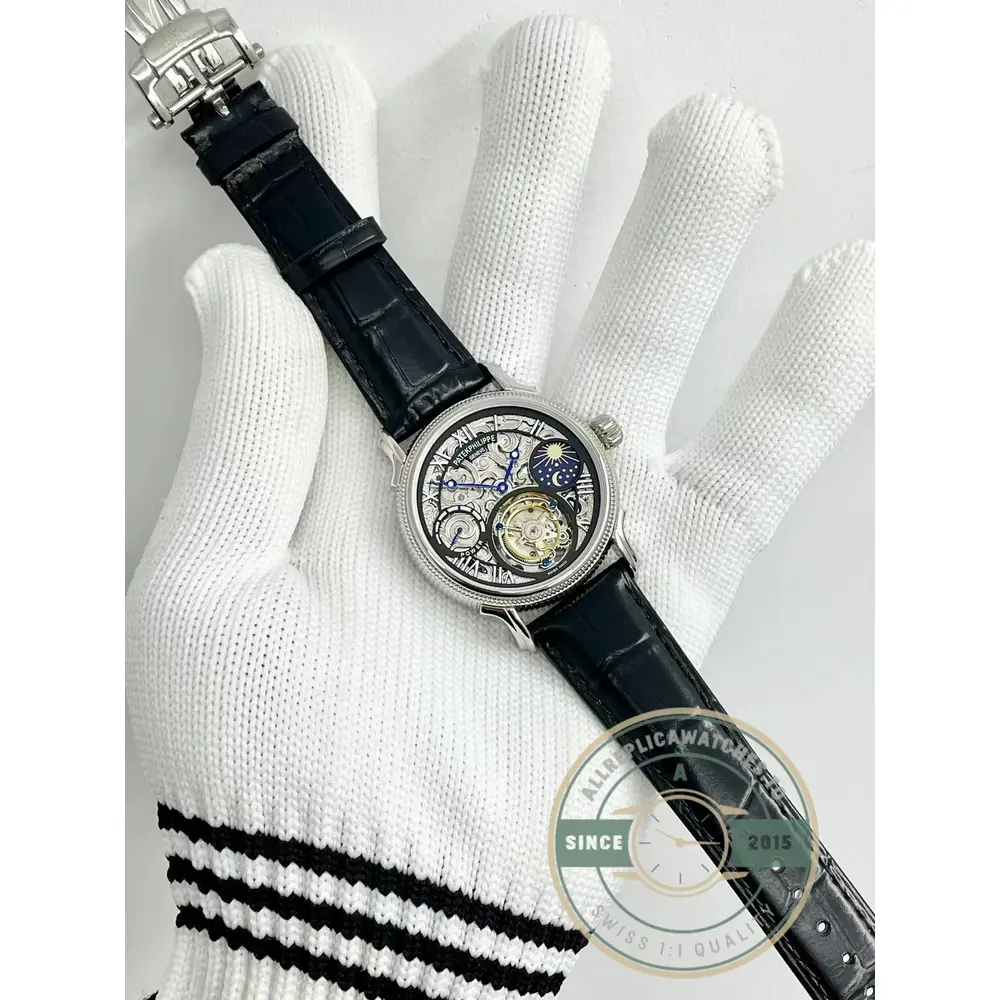 Swiss Replica Patek Tourbillon 42mm skeletonized dial, Rose Gold - Affordable Super Clone Watch