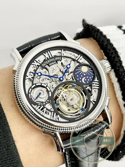 Swiss Replica Patek Tourbillon 42mm skeletonized dial, Rose Gold - Premium Super Clone Watch