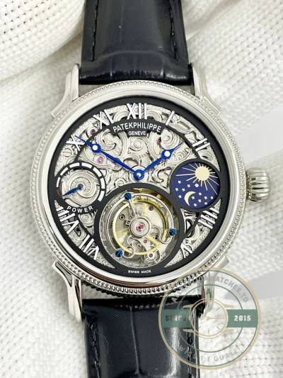 Swiss Replica Patek Tourbillon 42mm skeletonized dial, Rose Gold - Swiss-Made Clone Watch