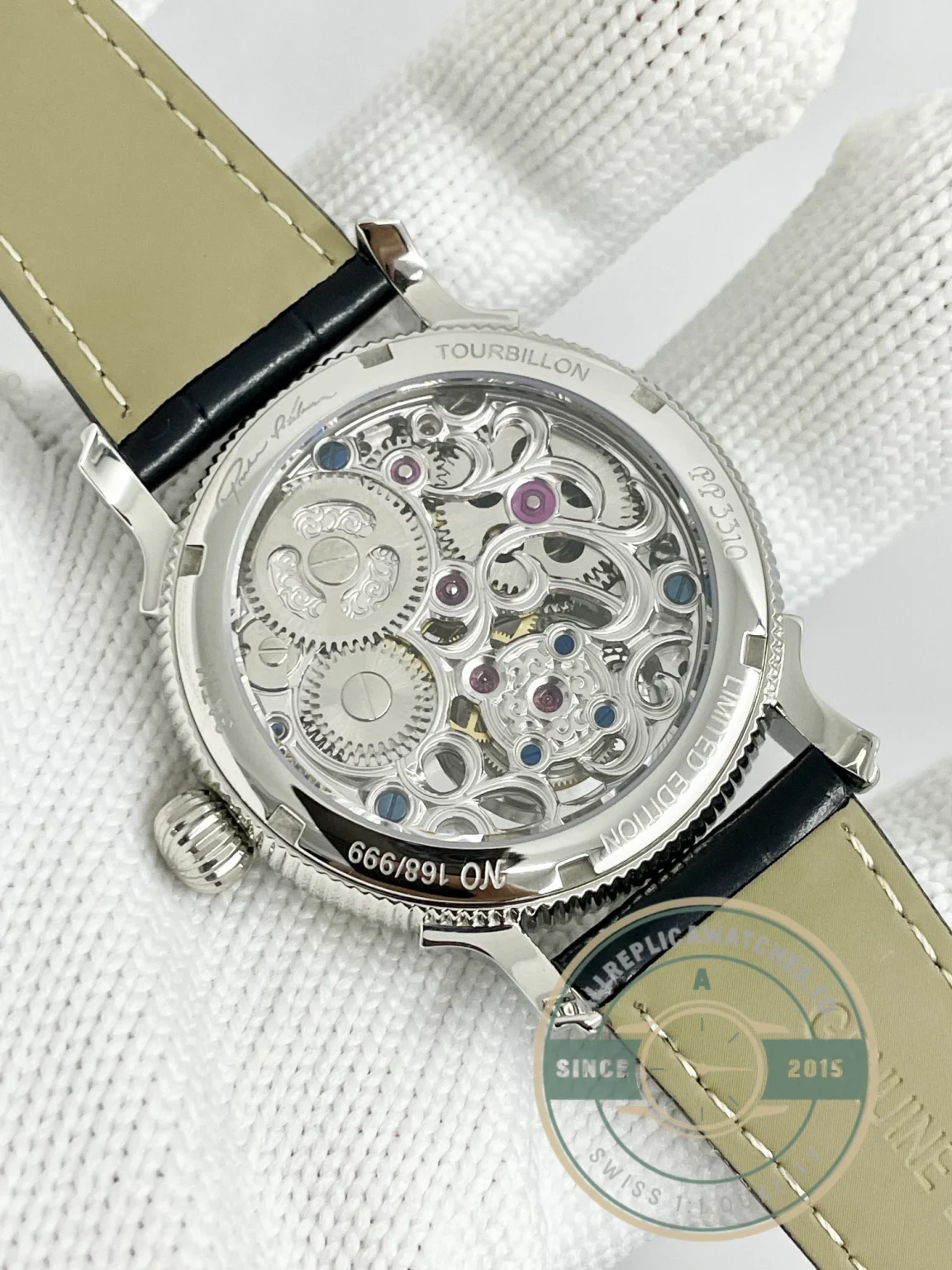 Swiss Replica Patek Tourbillon 42mm skeletonized dial, Rose Gold - Swiss-Made Clone Watch