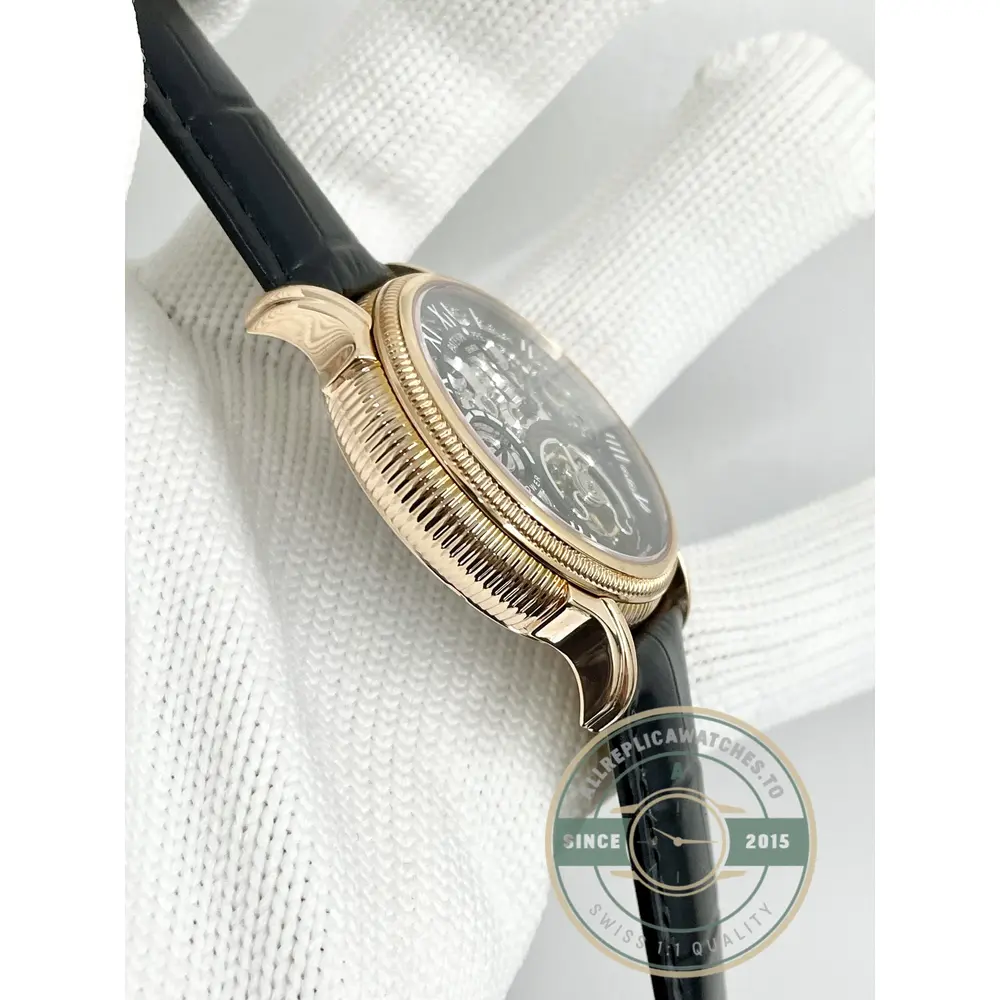 Swiss Replica Patek Tourbillon 42mm skeletonized dial, Rose Gold - Budget Luxury Replica Watch