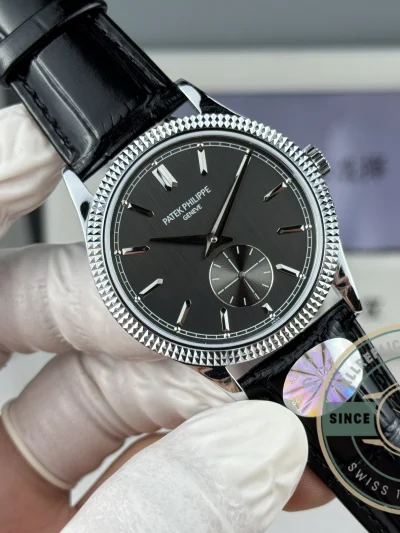 Swiss Replica Calatrava Patek 6119R-002 White Gold 39mm Black Dial - Factory Super Clone Watch