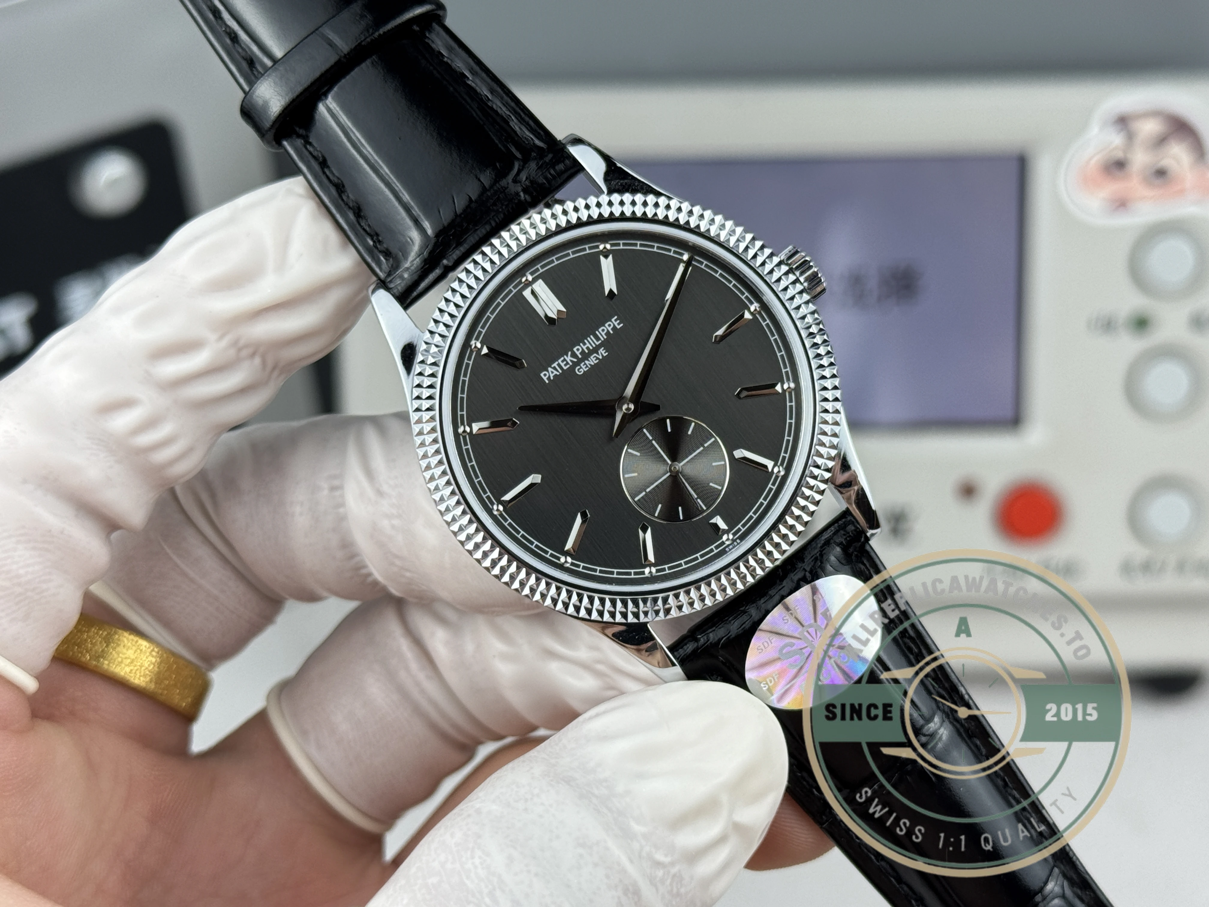 Swiss Replica Calatrava Patek 6119R-002 White Gold 39mm Black Dial - Factory Super Clone Watch