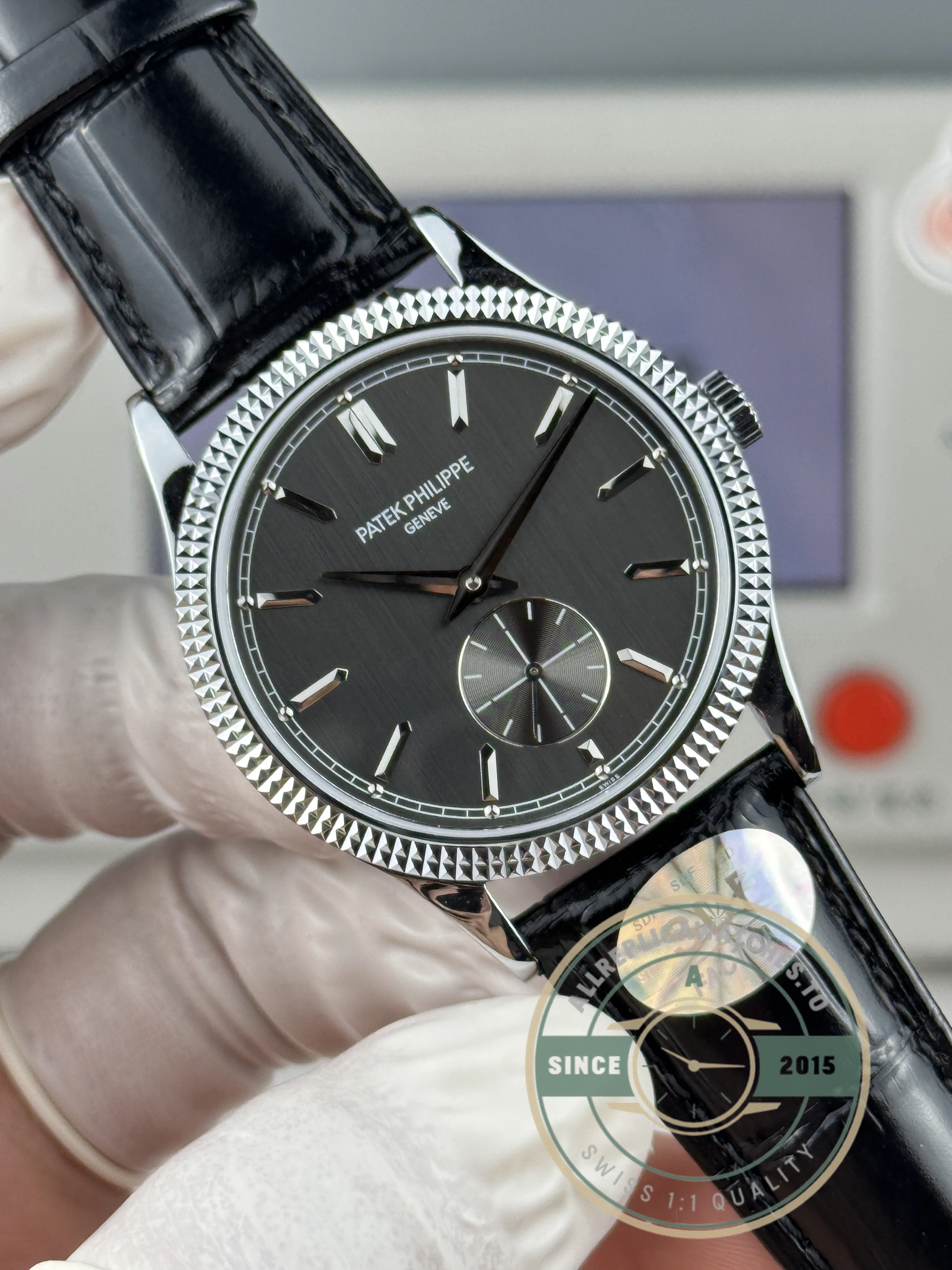 Swiss Replica Calatrava Patek 6119R-002 White Gold 39mm Black Dial - High-Grade Replica Watch