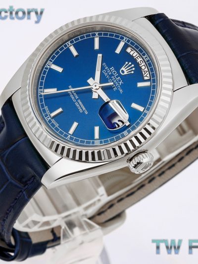 Full Super Clone Day-Date 40mm On leather Strap Collection - High-Grade Replica Watch