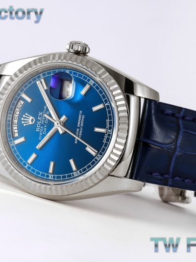 Full Super Clone Day-Date 40mm On leather Strap Collection - Factory Super Clone Watch