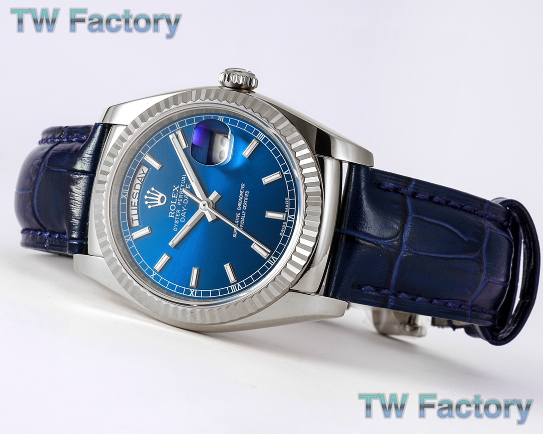 Full Super Clone Day-Date 40mm On leather Strap Collection - Factory Super Clone Watch