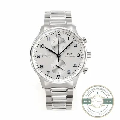 Replica IWC Portugieser Chronograph IW371617, silver dial in a 41mm steel case