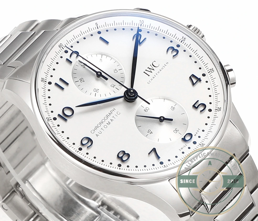 Clone IWC Portugieser Chronograph Silver Dial 41mm IW371617 - Budget Luxury Replica Watch