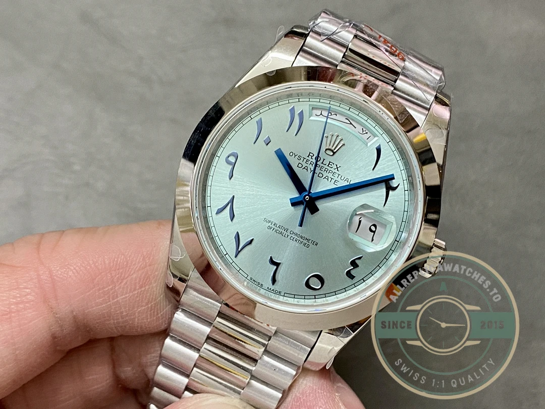 Clone Rolex Day-Date 40mm Blue Arabic Dial 228206 - Budget Luxury Replica Watch
