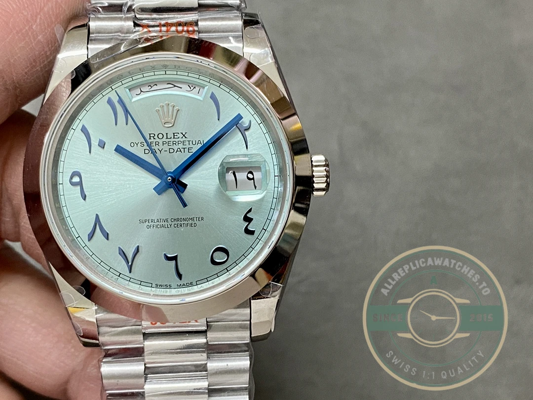 Clone Rolex Day-Date 40mm Blue Arabic Dial 228206 - 1:1 Swiss Replica Watch