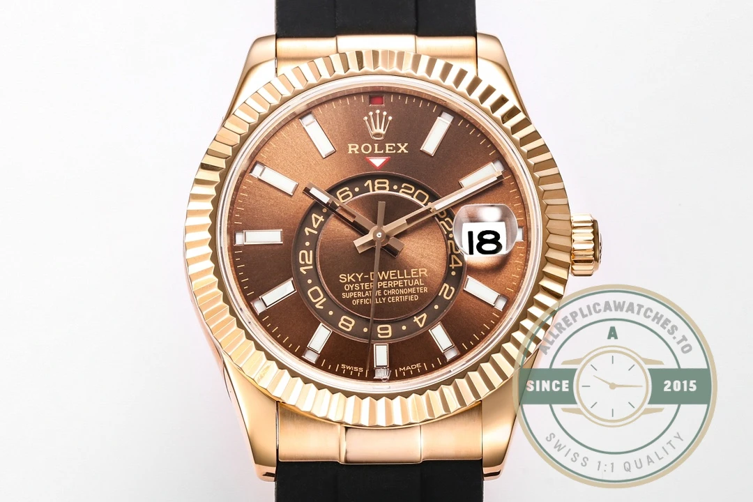Clone Rolex Sky-Dweller Oyster 42 mm Everose gold M336235 - Factory Super Clone Watch