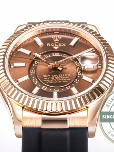 Clone Rolex Sky-Dweller Oyster 42 mm Everose gold M336235 - Affordable Super Clone Watch