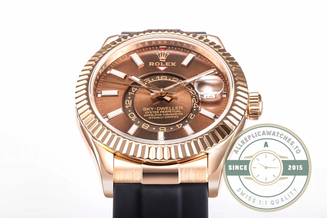 Clone Rolex Sky-Dweller Oyster 42 mm Everose gold M336235 - Affordable Super Clone Watch