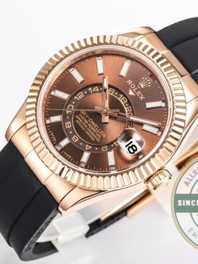 Clone Rolex Sky-Dweller Oyster 42 mm Everose gold M336235 - Top-Tier Swiss Replica Watch