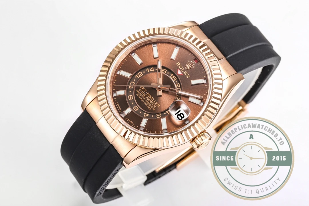 Clone Rolex Sky-Dweller Oyster 42 mm Everose gold M336235 - Top-Tier Swiss Replica Watch
