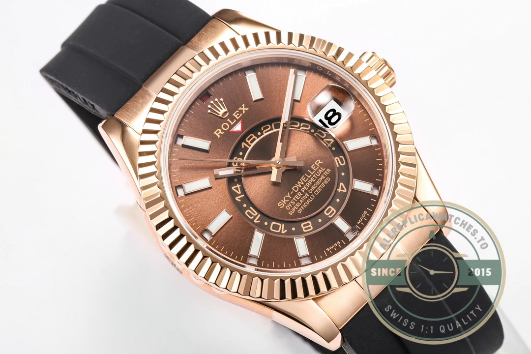 Clone Rolex Sky-Dweller Oyster 42 mm Everose gold M336235 - Luxury Replica Watch