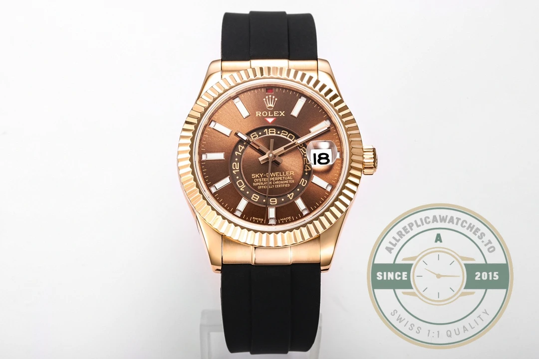 Clone Rolex Sky-Dweller Oyster 42 mm Everose gold M336235 - Affordable Super Clone Watch